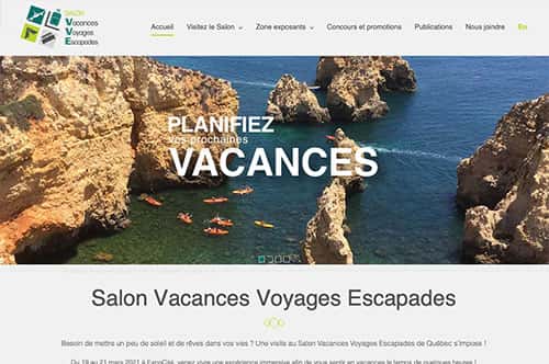 Conception du site Web WordPress du Salon Voyages Vacances Escapades à Québec - Dialoguenet.ca